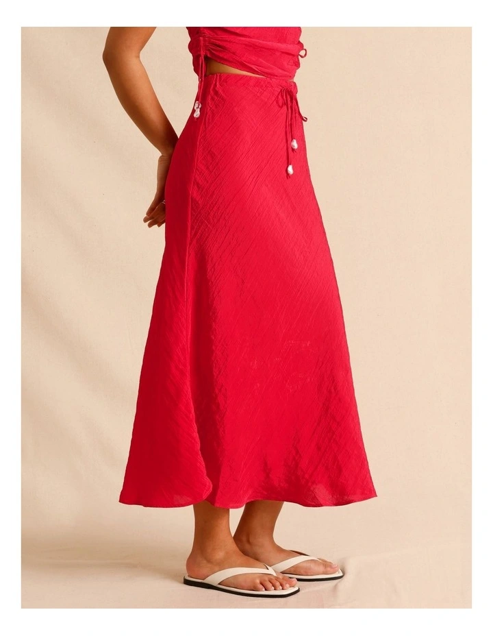 Recycled Polyester Blend Crinkle Slip Skirt in Raspberry image 4