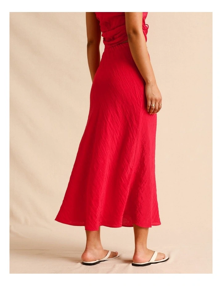 Recycled Polyester Blend Crinkle Slip Skirt in Raspberry image 6