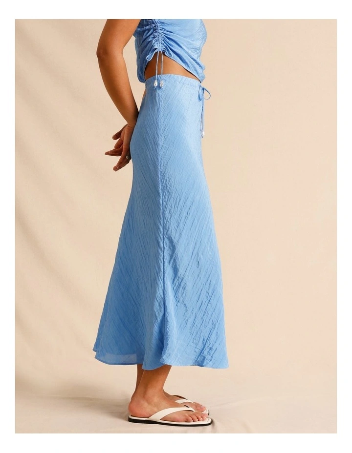 Recycled Polyester Blend Crinkle Slip Skirt in Blue image 5