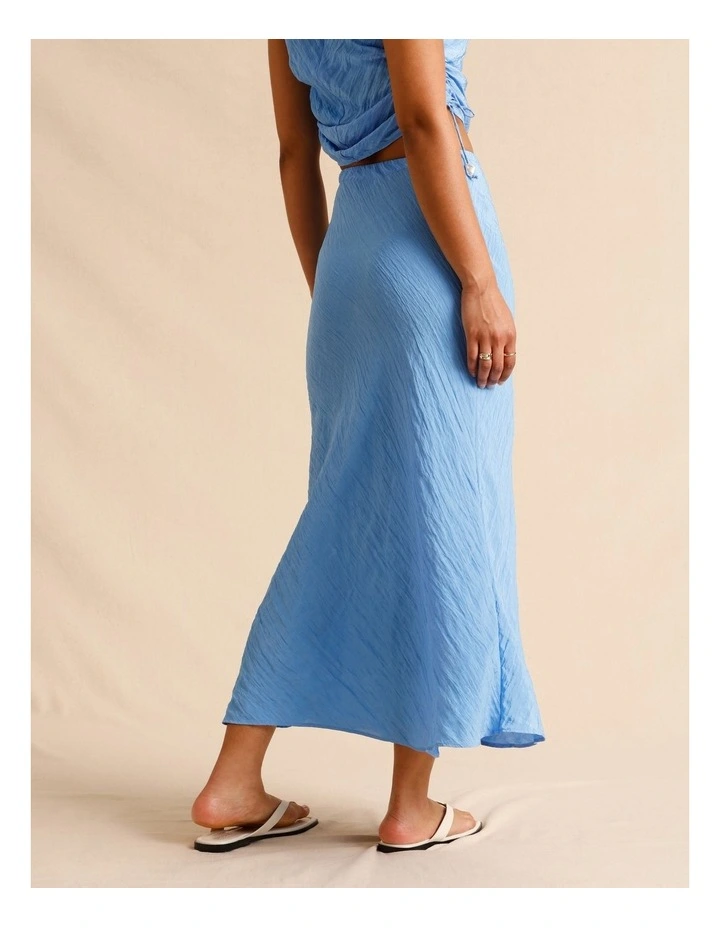 Recycled Polyester Blend Crinkle Slip Skirt in Blue image 6