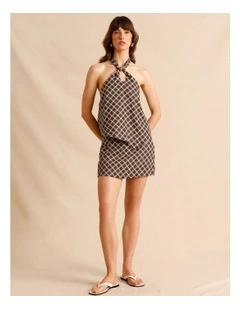 European Linen Mini Skirt in Chocolate