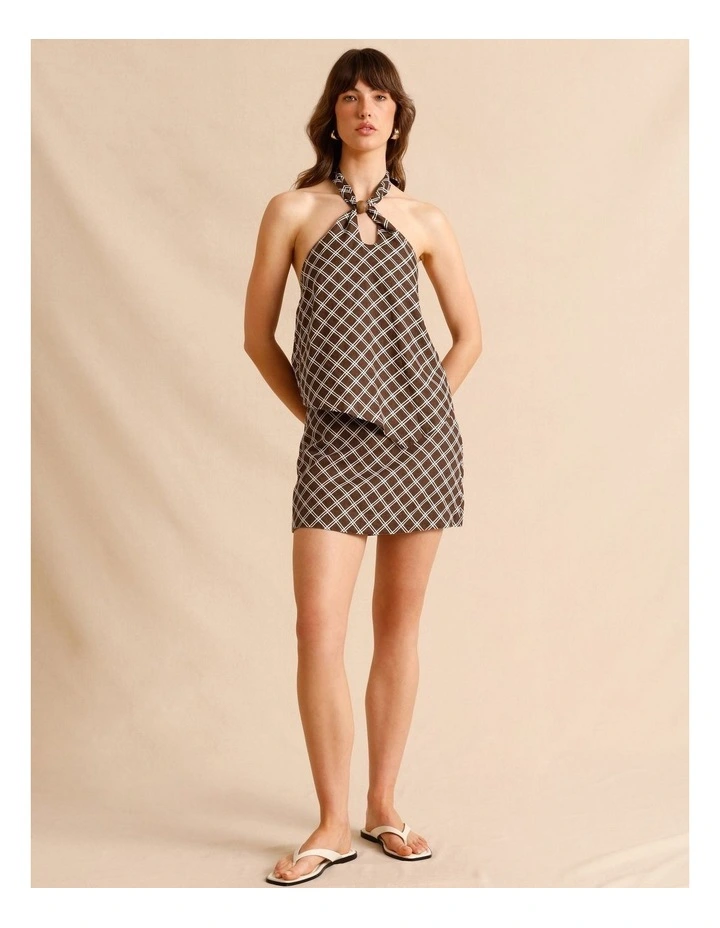 European Linen Mini Skirt in Chocolate image 1
