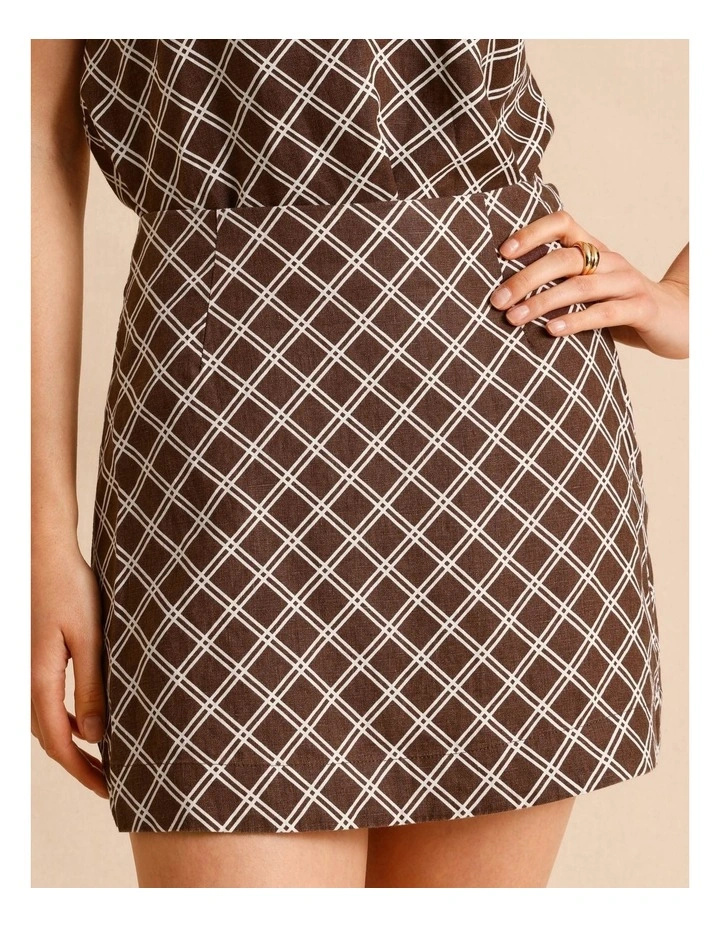European Linen Mini Skirt in Chocolate image 2