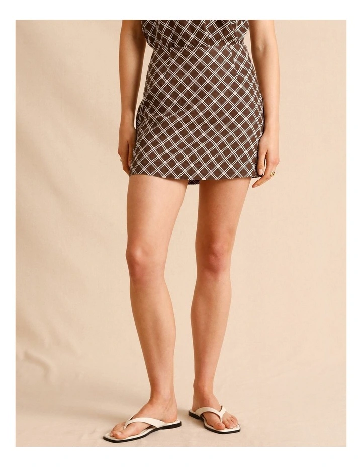 European Linen Mini Skirt in Chocolate image 3