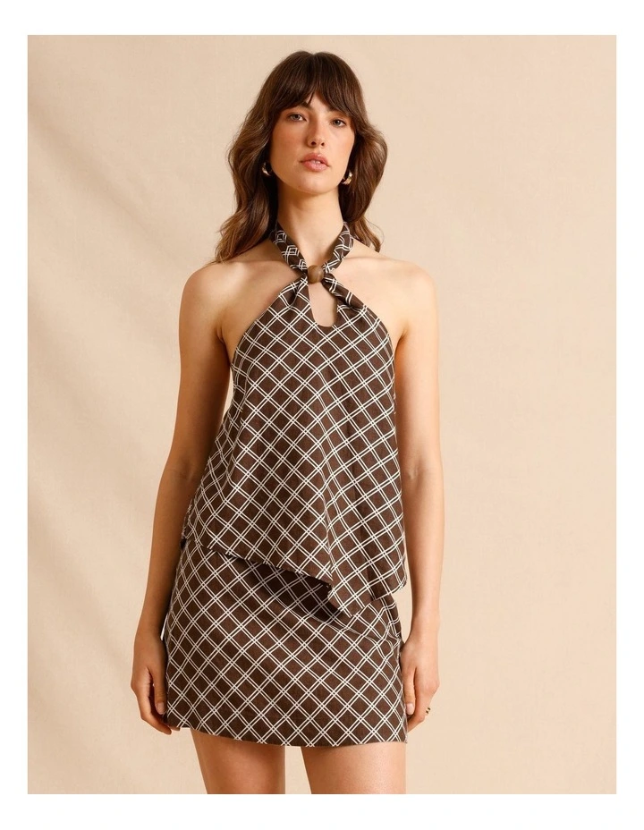 European Linen Mini Skirt in Chocolate image 4