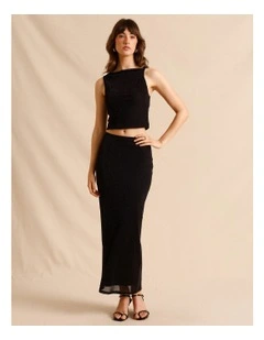 Lurex Midi Skirt in Black