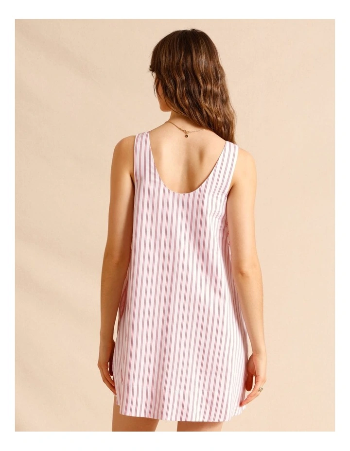 Lyocell Cotton Blend Tie Front Ruched Dress in Raspberry image 4