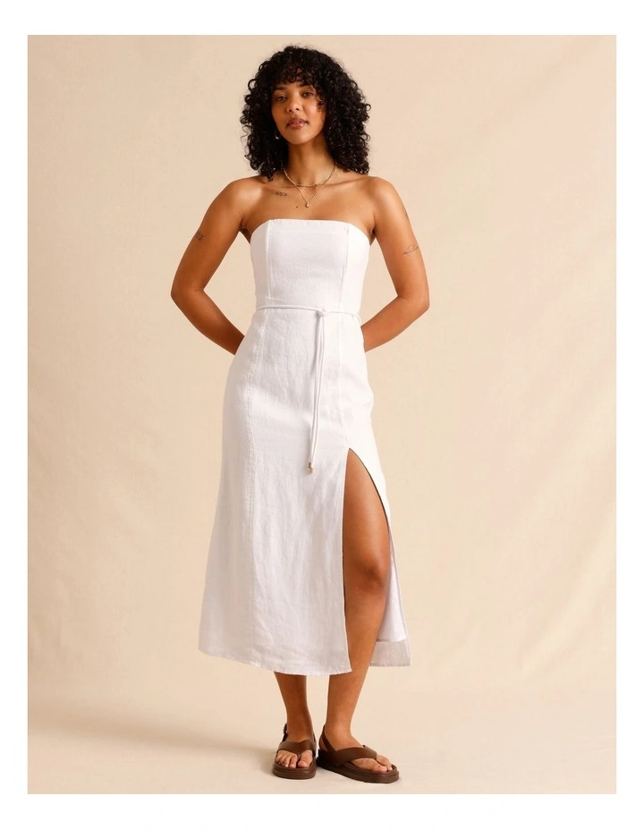 European Linen Strapless Midi Dress image 1