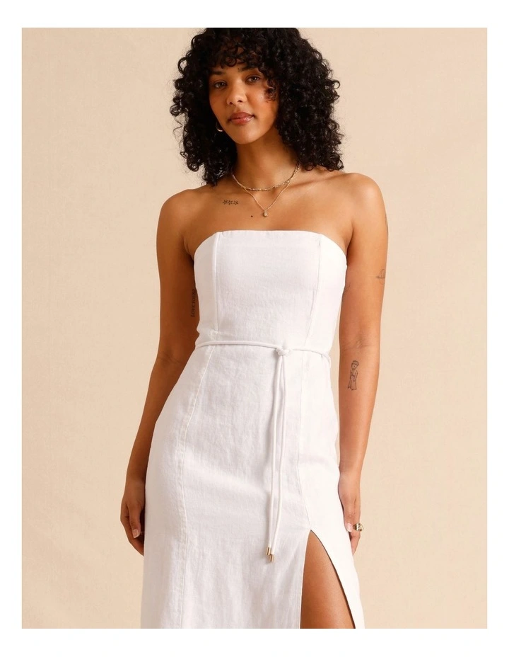 European Linen Strapless Midi Dress image 2