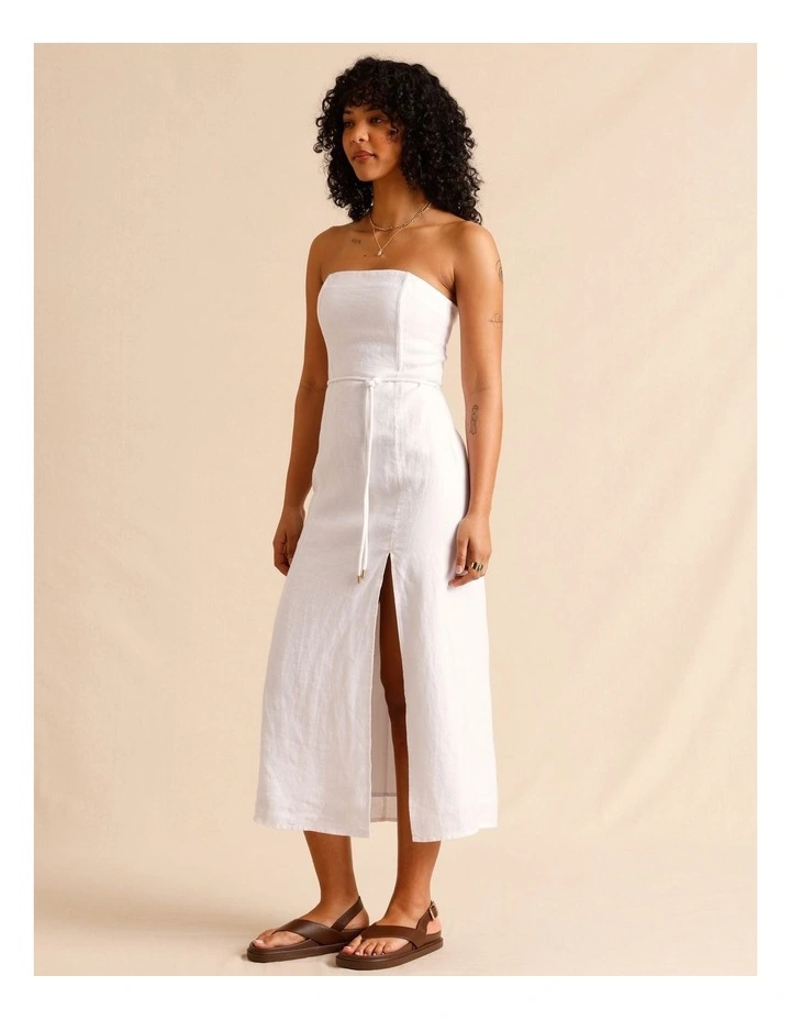 European Linen Strapless Midi Dress image 3