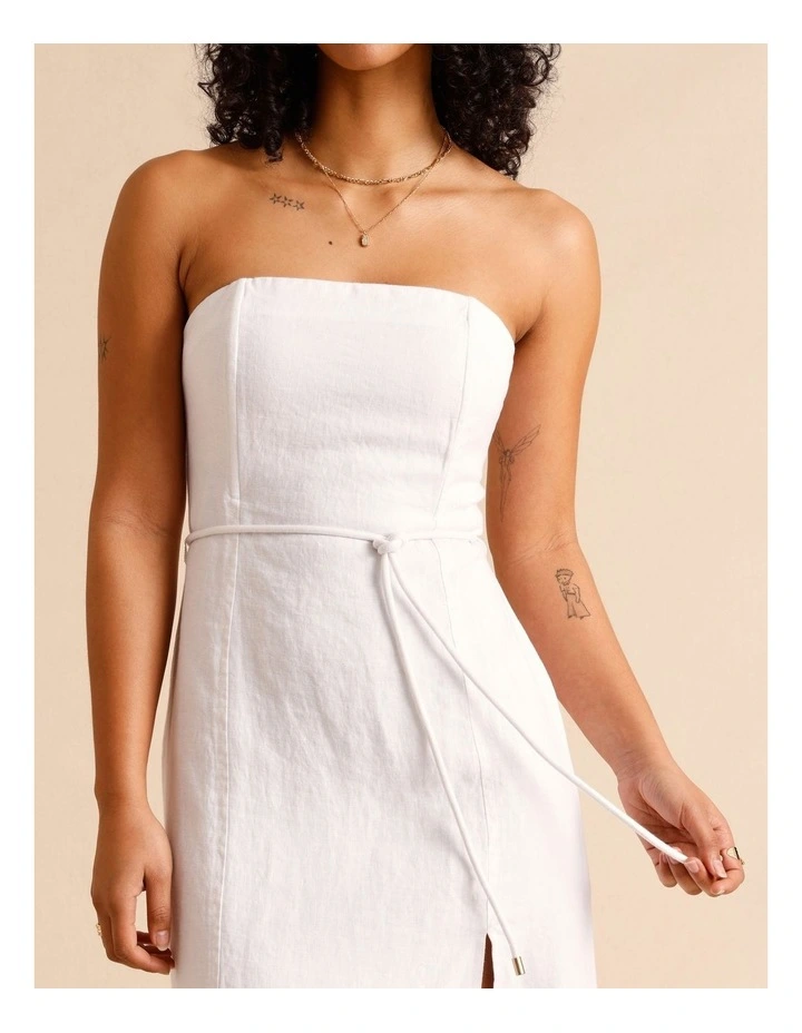 European Linen Strapless Midi Dress image 4
