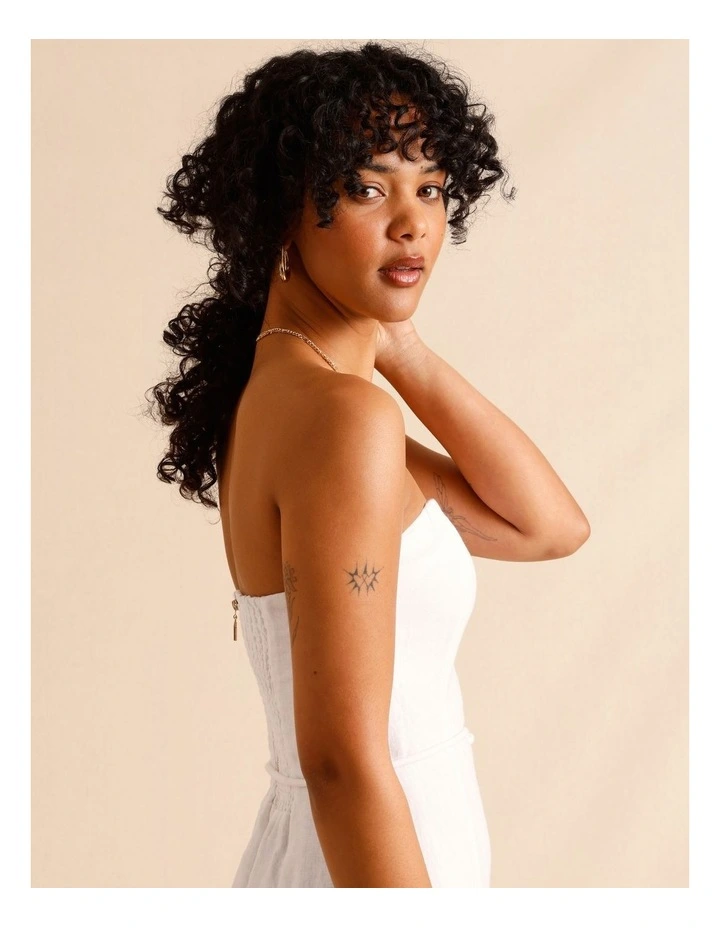 European Linen Strapless Midi Dress image 5
