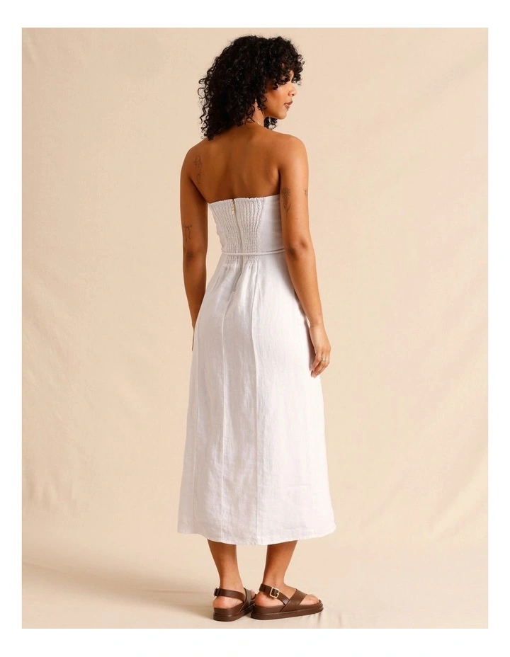 European Linen Strapless Midi Dress image 6