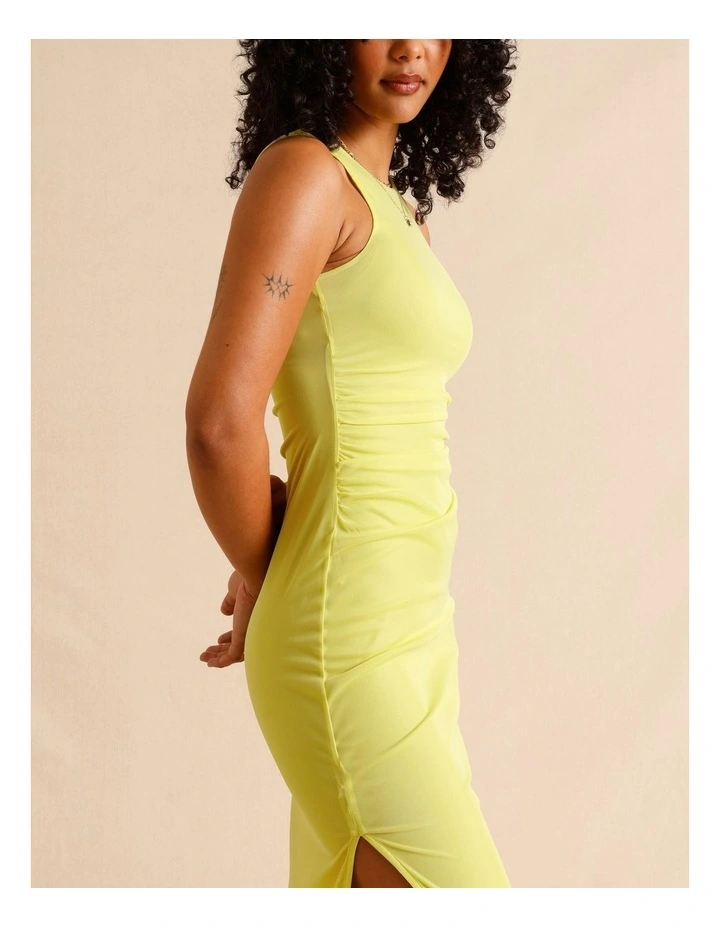 Mesh Ruched Side Racer Dress in Green image 5
