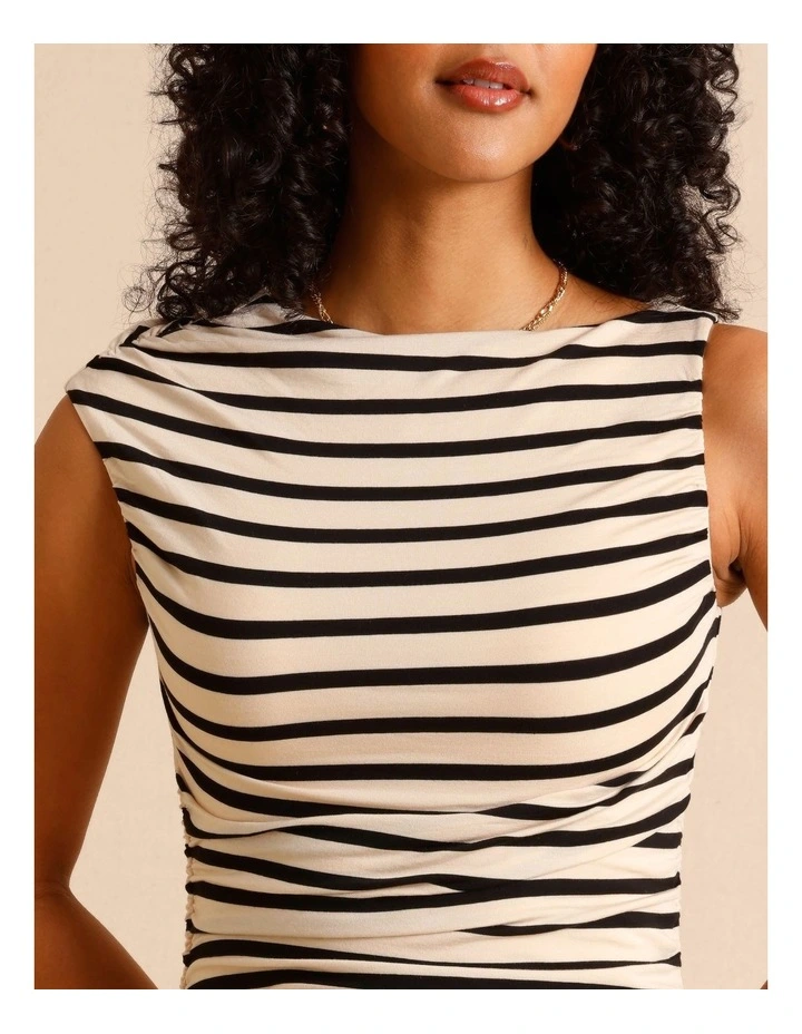 Tencel Blend Ruched Side Midi Dress in Assorted image 2