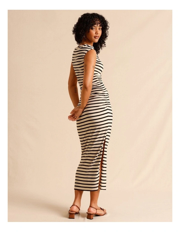 Tencel Blend Ruched Side Midi Dress in Assorted image 5