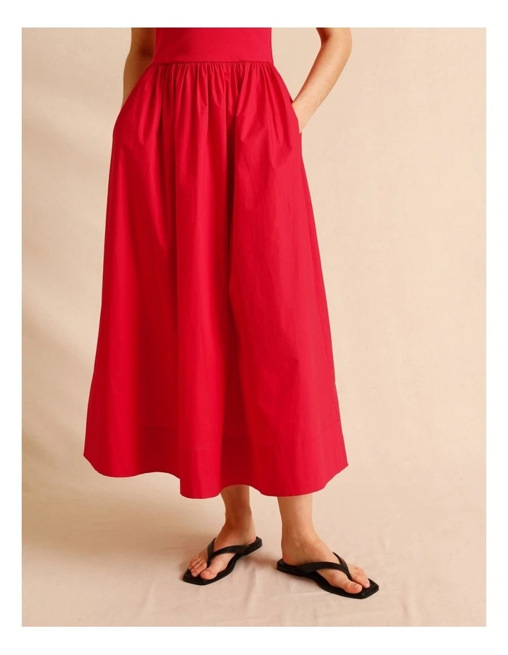 Knit Woven Midi Dress in Raspberry image 2