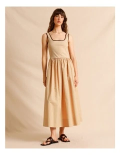 Knit Woven Midi Dress in Sand