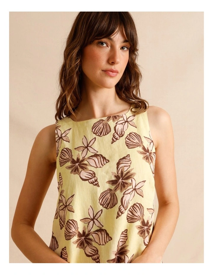 European Linen Square Neckline Mini Dress in Assorted image 3
