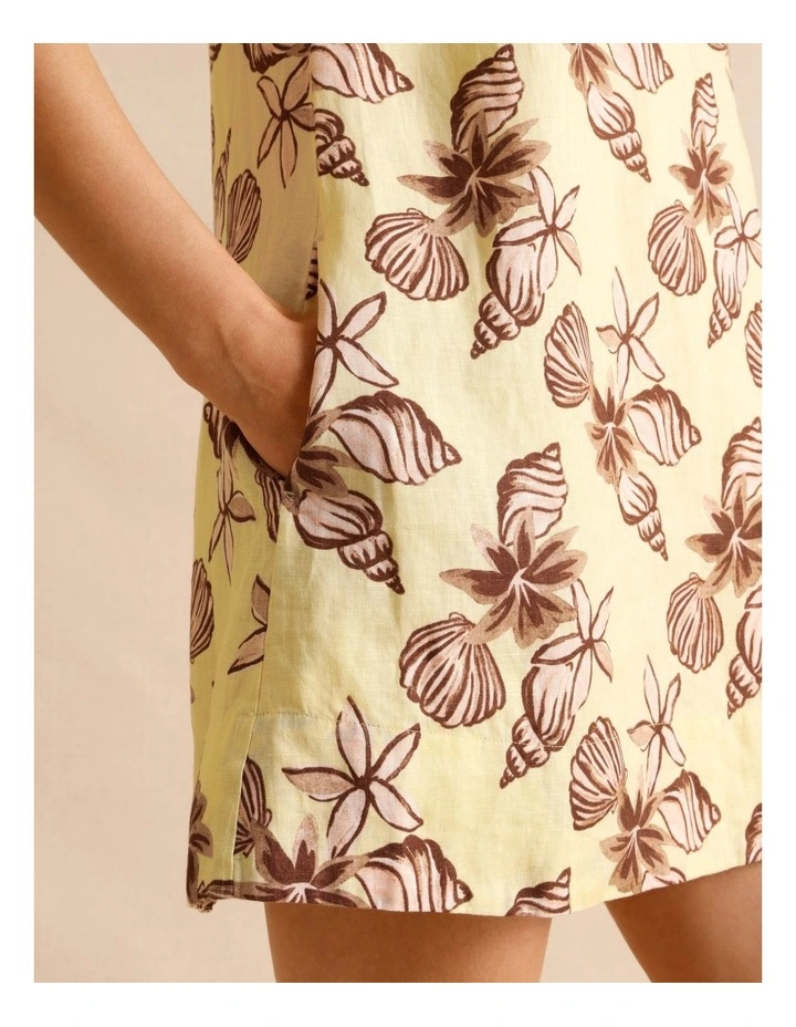 European Linen Square Neckline Mini Dress in Assorted image 4
