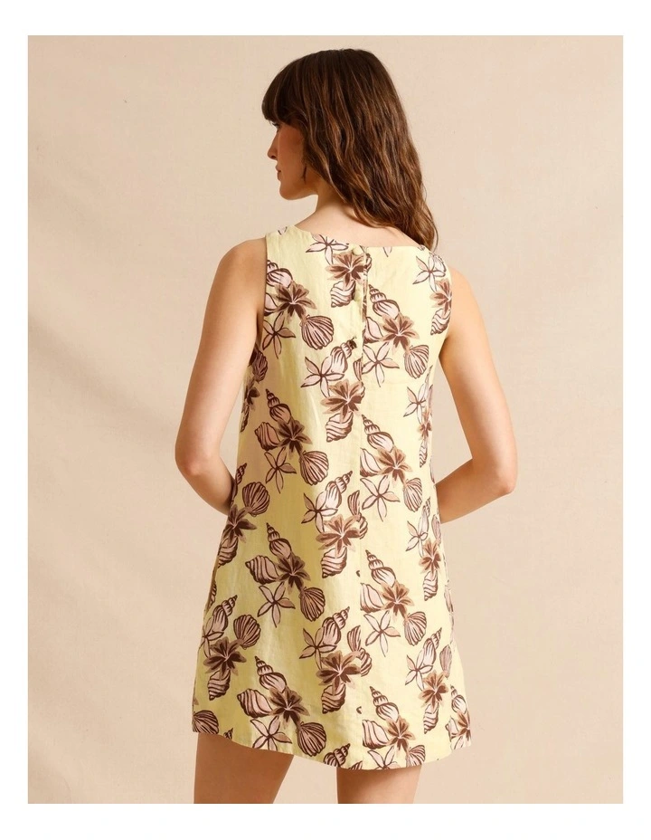 European Linen Square Neckline Mini Dress in Assorted image 5