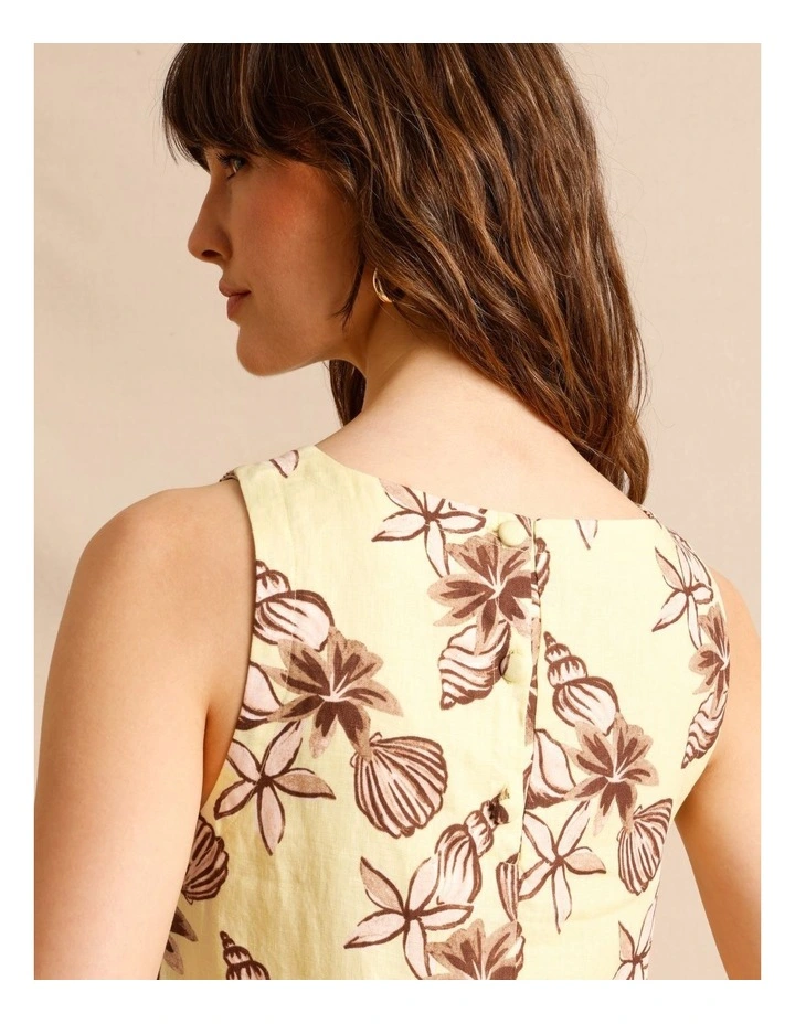 European Linen Square Neckline Mini Dress in Assorted image 6
