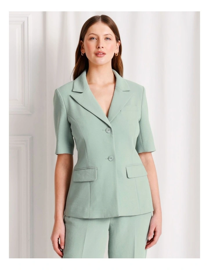 Short Sleeve Blazer in Jade image 1