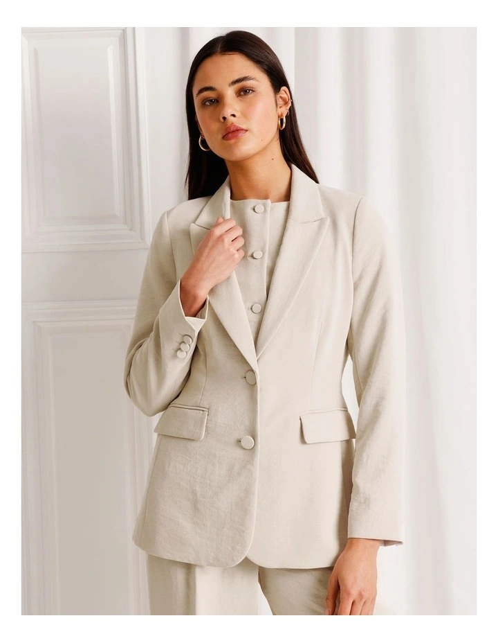 Single Breasted Blazer in Stone image 1