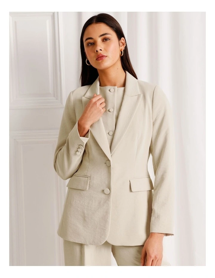 Single Breasted Blazer in Stone image 1