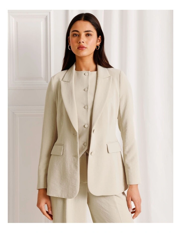Single Breasted Blazer in Stone image 3
