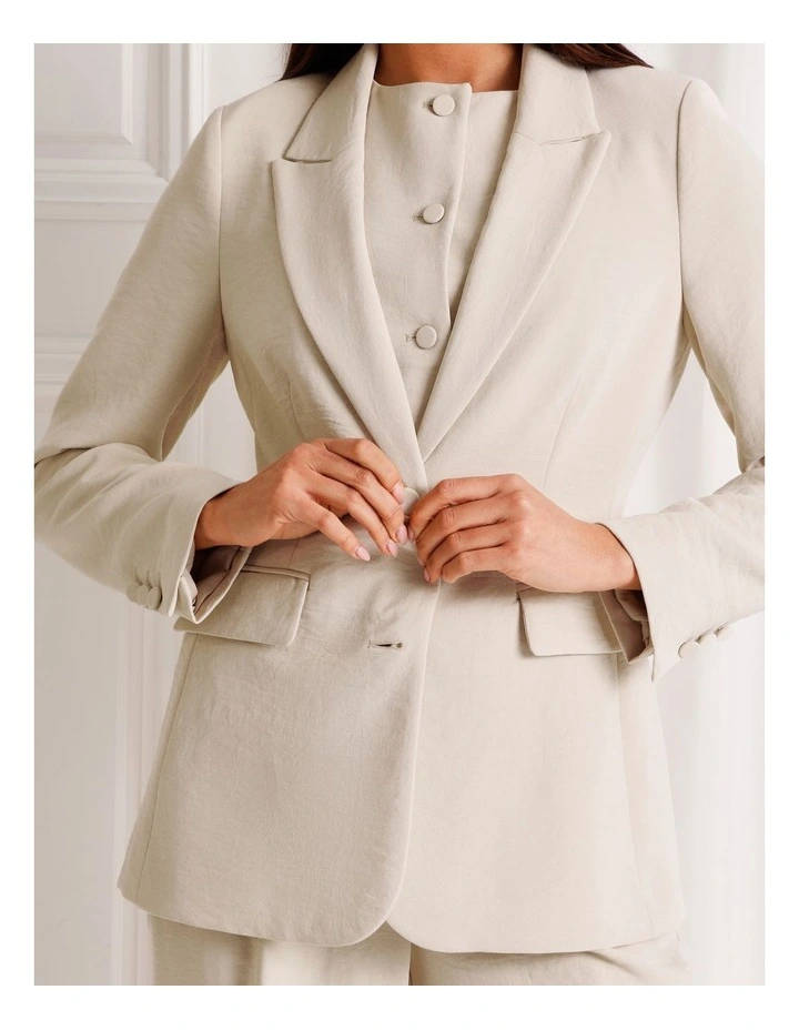 Single Breasted Blazer in Stone image 4