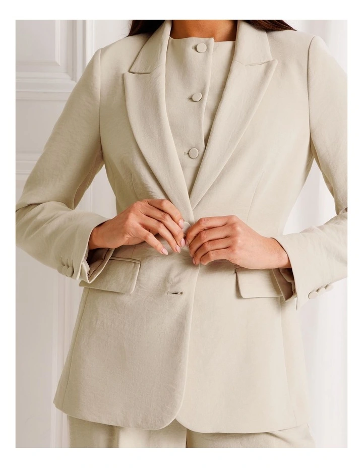 Single Breasted Blazer in Stone image 4