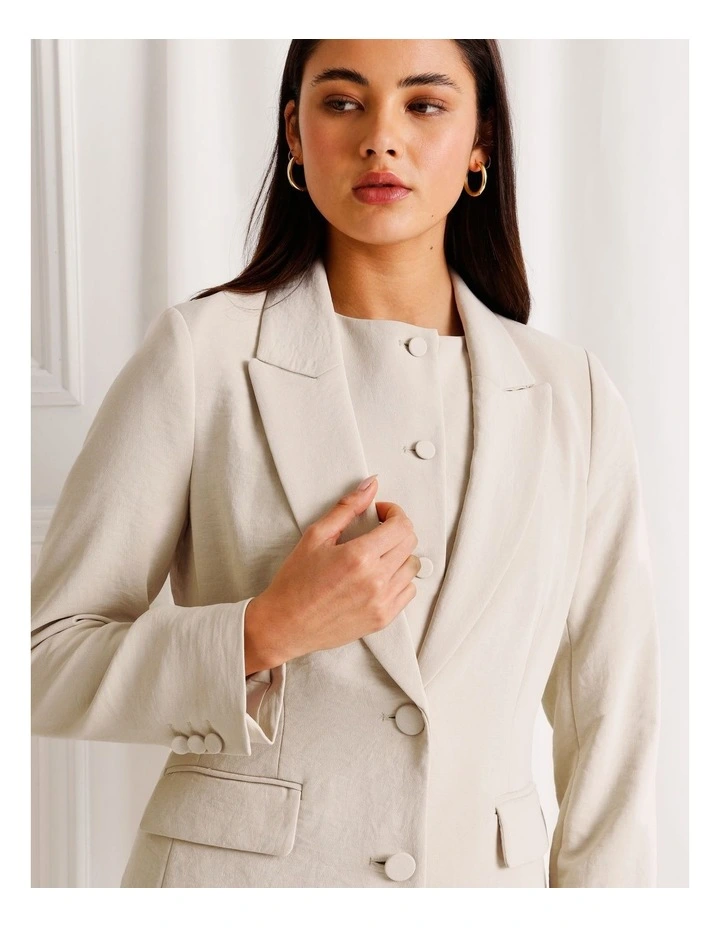 Single Breasted Blazer in Stone image 5