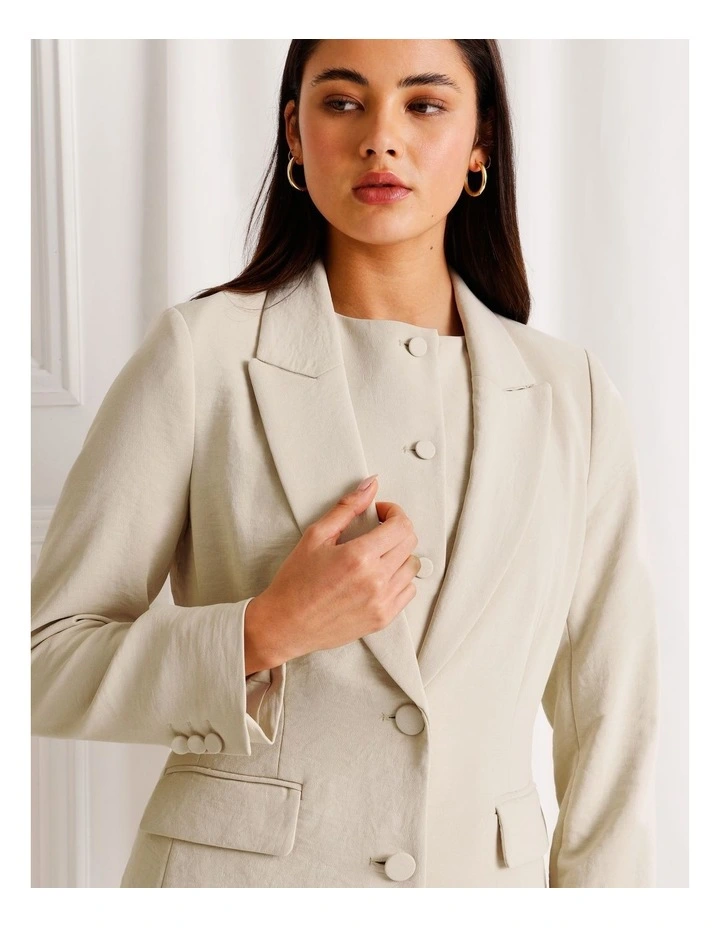 Single Breasted Blazer in Stone image 5