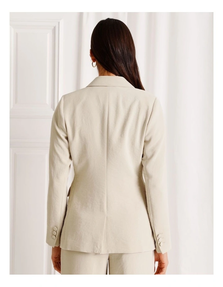 Single Breasted Blazer in Stone image 6