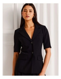 Short Sleeve Blazer in Black