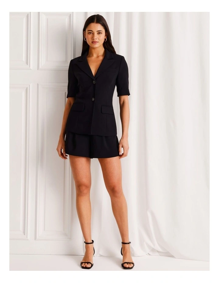 Short Sleeve Blazer in Black image 2