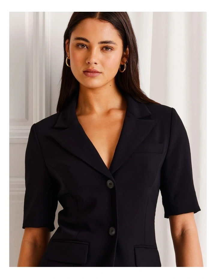 Short Sleeve Blazer in Black image 4