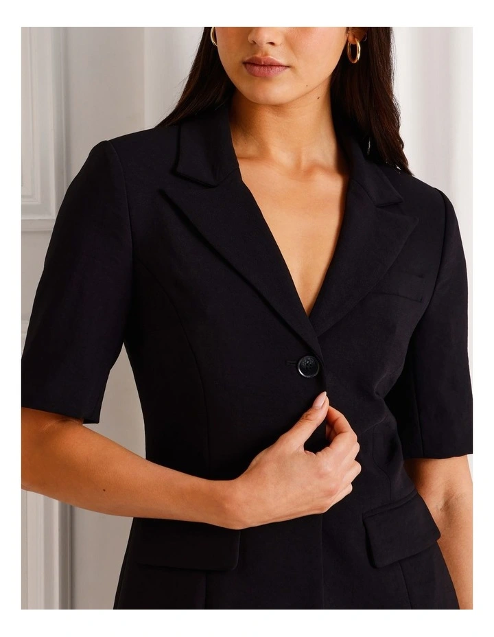 Short Sleeve Blazer in Black image 7
