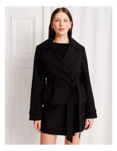 Cropped Trench Coat in Black