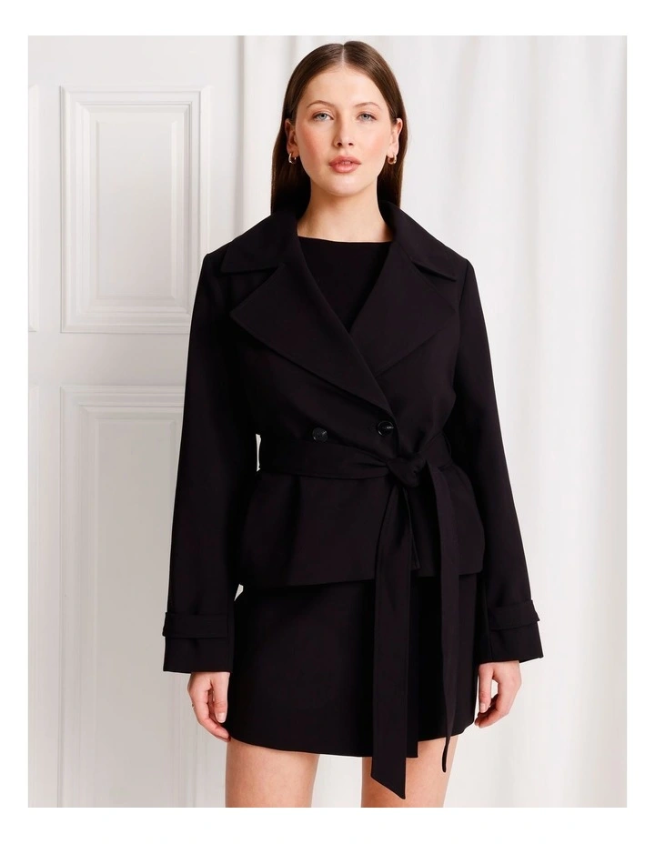 Cropped Trench Coat in Black image 1