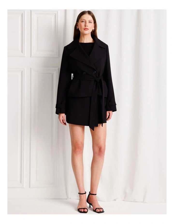 Cropped Trench Coat in Black image 2