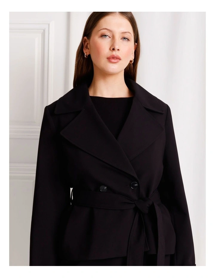 Cropped Trench Coat in Black image 3