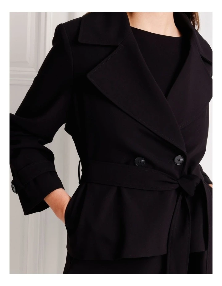 Cropped Trench Coat in Black image 4