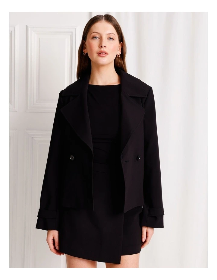 Cropped Trench Coat in Black image 5