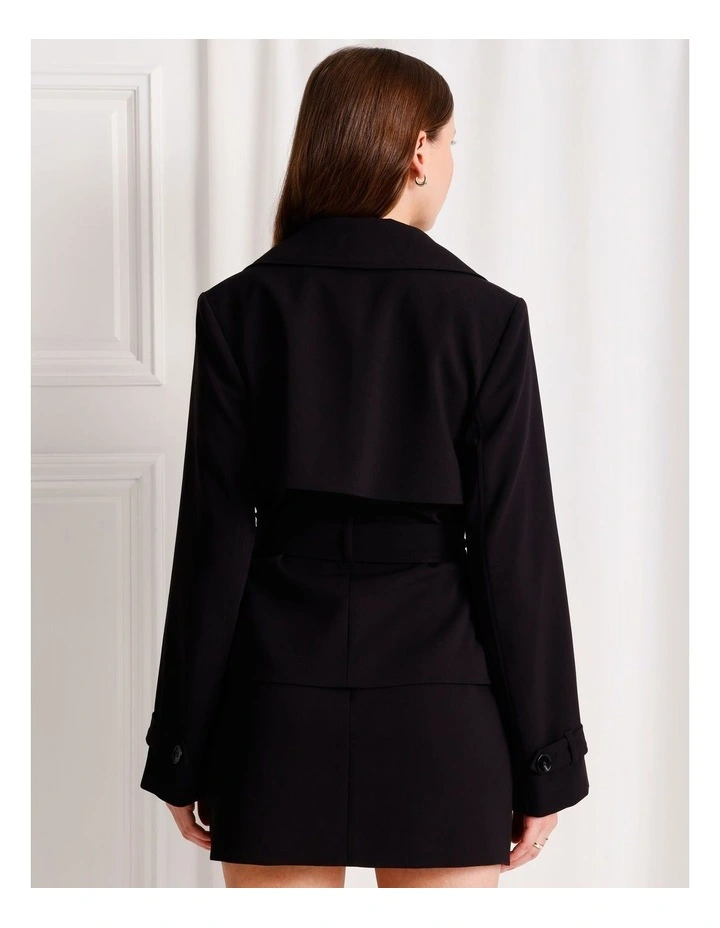Cropped Trench Coat in Black image 6