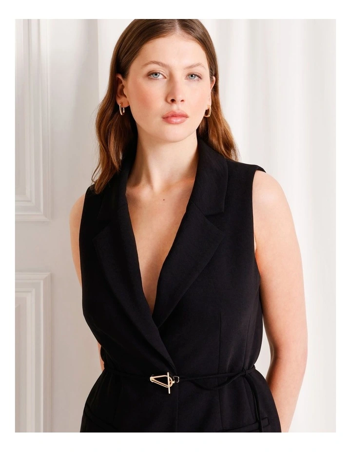 Sleeveless Blazer in Black image 3