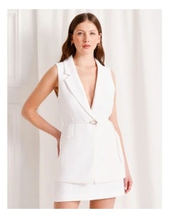 Sleeveless Blazer in White