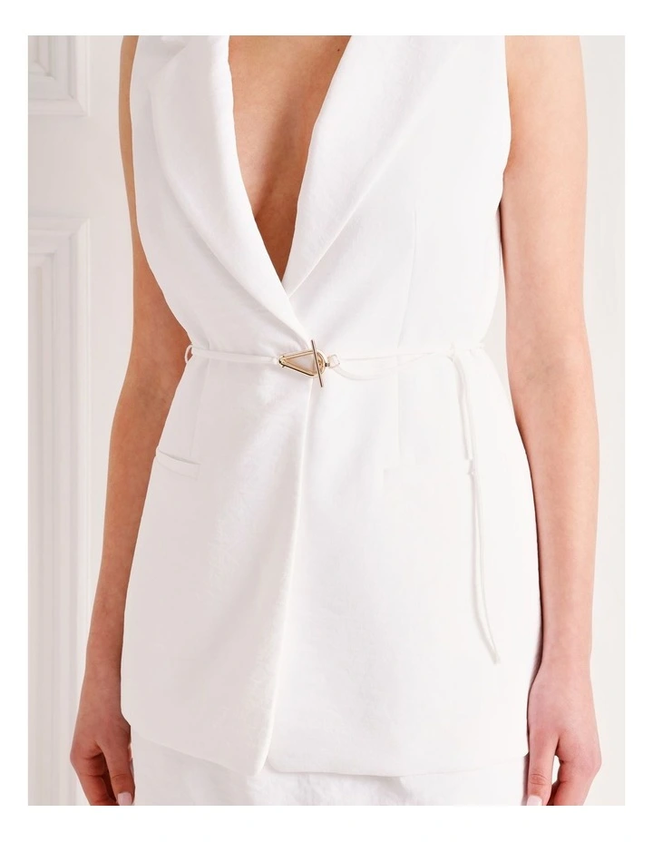 Sleeveless Blazer in White image 5