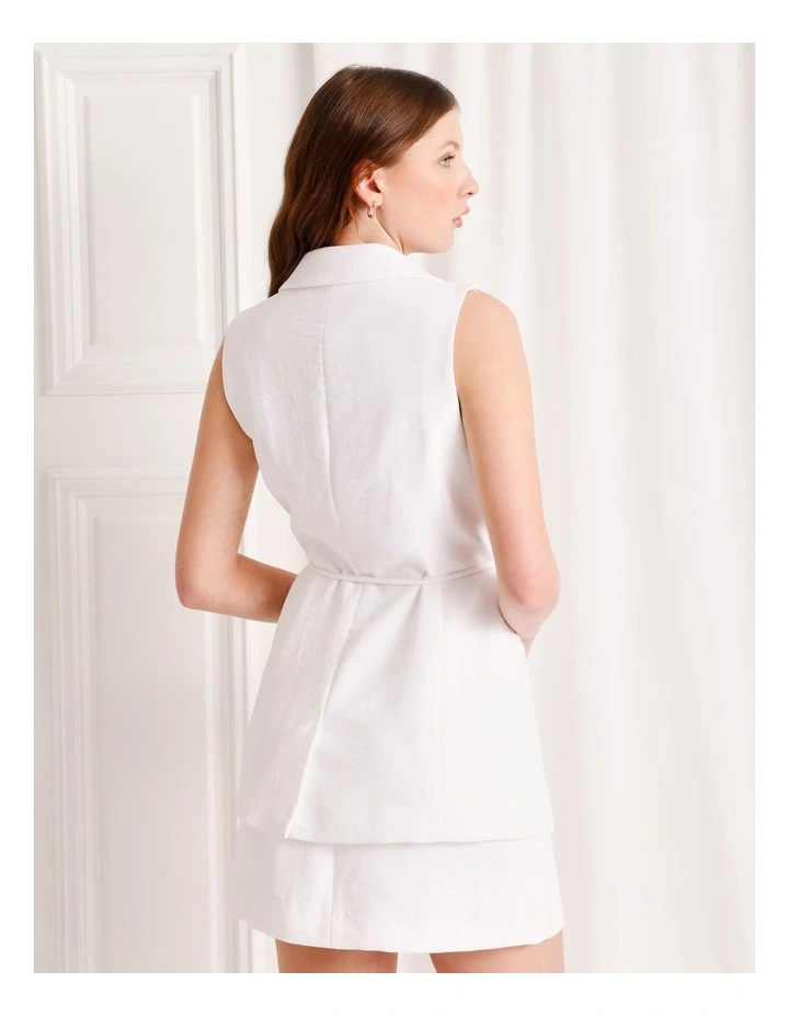 Sleeveless Blazer in White image 6